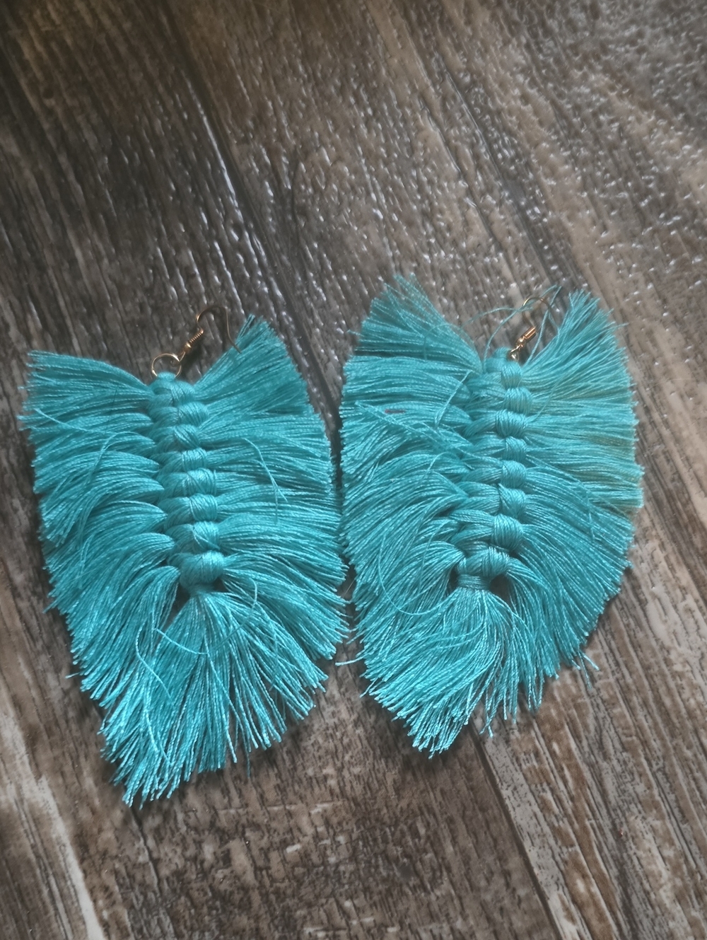 Turquoise Fringe Feather Drop Earrings - Women Jewelry